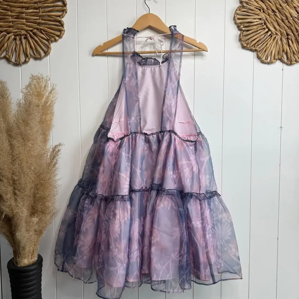 Free People mini dress tiered ruffled floral Medium - Picture 6 of 10